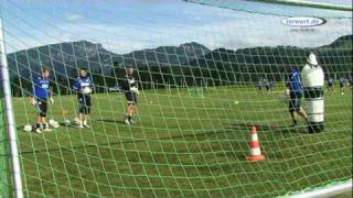 torwartdeTraining mit T Schlieck  Zwei hohe Bälle nach Volley [upl. by Ayalahs597]