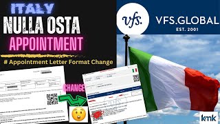 Italy Nulla Osta VFS Appointment update  vfs global webform Italy Nulla Osta [upl. by Arbua]