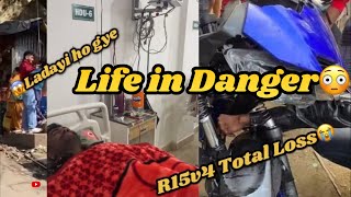 Hyper sunday ride ktm 😳😱 bike accident Knee operation  R15v4 crash Chappri ne bike Tod de [upl. by Willa]