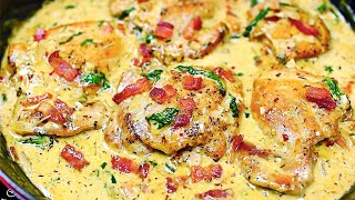 Creamy Garlic Parmesan Chicken Thighs  Easy Chicken Recipe [upl. by Dionis]