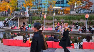 Cheonggyecheon 청계천 Night Walk  Seoul Korea  4K Walking Tour With Binaural City Ambience Sounds [upl. by Eerpud918]