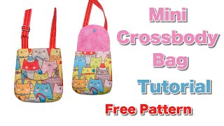 Mini Crossbody Bag FREE Pattern How to make sling bag for kids [upl. by Eyaf]