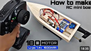 180dc motor Rc boat very easy high speed rc boat 74v battery 1500mah [upl. by Ronna]