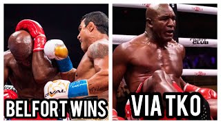 Evander Holyfield gets TKOd by Vitor Belfort in Triller Boxing Fight [upl. by Laryssa]