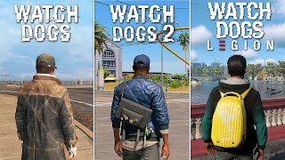 Watch Dogs vs Watch Dogs 2 vs Watch Dogs Legion  Physics and Details Comparison [upl. by Stanwood]