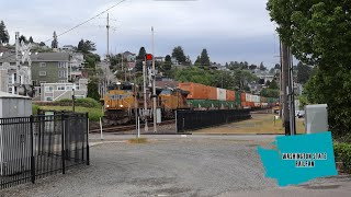 Quiet Zone UP 8563 Leading an Intermodal at McCarver St Tacoma WA [upl. by Elmira927]