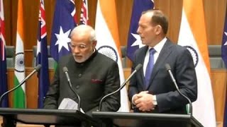 Narendra Modi Tony Abbott hold joint press conference [upl. by Neirrad]