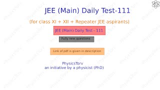 JEE Main Daily Test 111 Ray Optics1 [upl. by Imoyik]