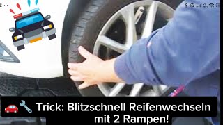 🚗🔧Trick  Mit 2 Rampen  2 Reifen auf einmal wechseln [upl. by Earleen]