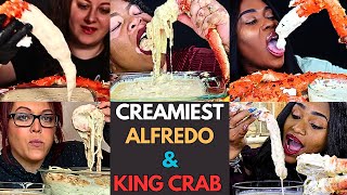 🦀🍲💦 Sauciest Alfredo Sauce ASMR JUICY GIANT DESHELLED KING CRAB MUKBANG COMPILATION 💦🍝👑 [upl. by Jory]