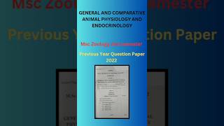 General and Comparative Animal Physiology and Endocrinology MSc Zoology Question Paper 2022 [upl. by Schmitz]