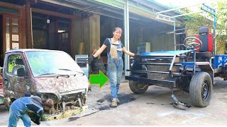 Timelapse video Repairing and restoring a 50yearold Toyota car into a truck from start to finish [upl. by Heilman]