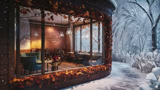 Autumn Café with First Snowfall ❄️ Smooth Warm Jazz Music ☕️ [upl. by Okomot]