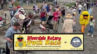 2024  Silverdale Rotary Duck Race Mascot quotLuckyquot Leading the Band [upl. by Annyl]