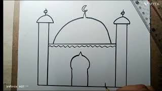 Learn to draw mosque easily  Masjid Drawing Easy  Pencil Art [upl. by Nivan]