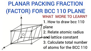 planar packing fraction factor for the body centred cubic 110 plane [upl. by Ettezzil535]