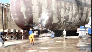 Hydroblasting ship hull with Dockmaster amp Dockboy Entraco System Solution BV [upl. by Ovida]