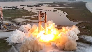 Blastoff SpaceX Starship launches on 5th flight nails chopsticks booster catch [upl. by Eiramasil]