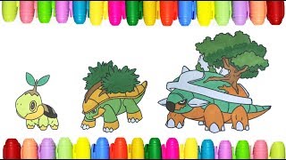 Pokemon Coloring Pages Turtwig Grotle and Torterra [upl. by Seravart]