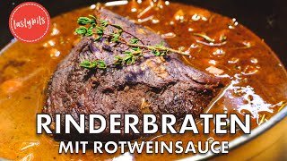 Rinderbraten mit Rotweinsauce  geschmorter Sonntagsbraten wie von Oma [upl. by Alyose615]