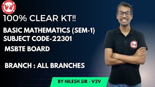 Basic Mathematics  FY DIPLOMA  SEM 1  Exam Session  Lecture  1 V2V EdTECH LLP  Nilesh Sir [upl. by Aticnemrac44]