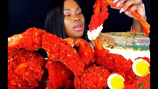 KING CRAB SEAFOOD BOIL MUKBANG  FRIED HOT CHEETOS  SEAFOOD  MUKBANG  ALFREDO SAUCE  ASMR EATING [upl. by Retsof]