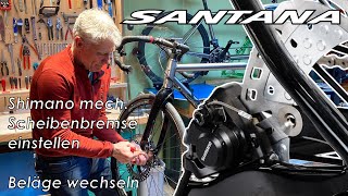 Shimano mechanische Scheibenbremse einstellen und Beläge wechseln [upl. by Jinny447]