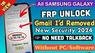 Samsung Frp Bypass 2024Android 1314 New Security 2024 JulyAugust100 Working Solution [upl. by Leelah181]