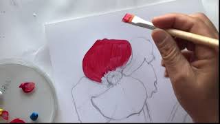 Peinture acrylique pour débutant dun coquelicot partie A [upl. by Eisserc]