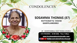 FUNERAL LIVE STREAMING  Sosamma Thomas 26092023 [upl. by Pettit]