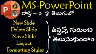 New Slide Delete Slide Move Slide Layout Formatting Styles Options MS PowerPointBy K Ramesh [upl. by Ahsed]