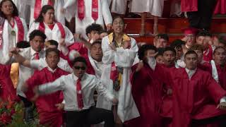 5 Haka at the end of Kahuku Graduation with leis [upl. by Anavahs]