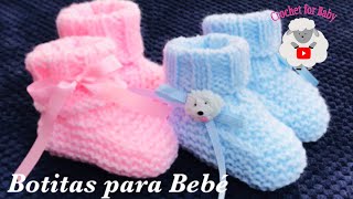 Como tejer paso a paso zapatitos botitas o escarpines para bebé 0 a 3 meses Crochet for Baby 203 [upl. by Dagall]