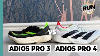 Adidas Adios Pro 4 vs Adios Pro 3 Which is Adidas best carbon running shoe [upl. by Jola591]