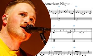 Zach Bryan — American Nights — Piano Sheet Music [upl. by Huston]