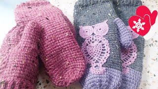 How to Crochet Mittens Using 2 Simple Stitches and 1 Skein 240 m [upl. by Ahsienahs4]