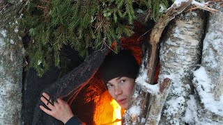 Welcome to my Warm Shelter 3 DAYS SOLO CAMPING in a Winter Cave [upl. by Rosenfeld]