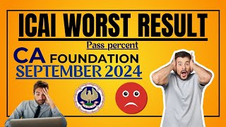 ICAI worst Results Foundation September 2024 Pass Percentage Released by ICAI [upl. by Atinahc]