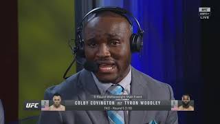 Kamaru Usman reacts to the live broadcast exchange with Colby Covington in the postfight interview [upl. by Elocin731]