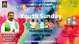 TELUGU MAIN SERVICE YOUTH SUNDAY  13102024 LUTHERAN CHURCH Lakdikapool Hyderabad [upl. by Baum]