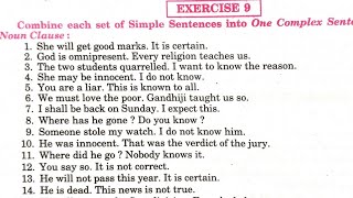 formation of complex sentence  synthesis exercise 9  complex sentence  complex sentence class 12 [upl. by Namajneb511]