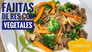 Fajitas de Res con Vegetales  ElSazóndeSilvia [upl. by Irv]