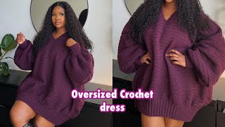 Easy oversized Crochet Dress Tutorial Perfect for fall  winter 2024 crochetpatterns sweater [upl. by Mechling620]