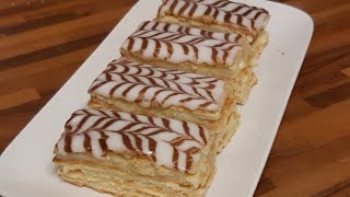 ميلفاي محلات مقرمش بدون توريق و لا عذاب بطريقة سهلة و مختلفة لن تستغني عليهmille feuille [upl. by Yduj]