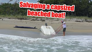 Rescuing a Capsized amp Beached 16 Sundance Boat  Salvage Parbuckle Recovery captainretriever [upl. by Leahcimnaj]