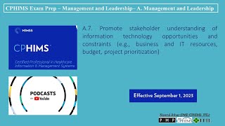 CPHIMS Exam Prep – Management and Leadership– A Management and LeadershipA7  Podcast [upl. by Iret88]