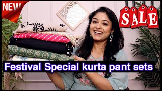 Festive wear haul  Amazon kurta pant haul  gota work Leheriya navratri special with Vaishali [upl. by Holbrooke772]