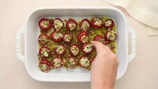 Herby Goat Cheese Stuffed Peppadews  The Defined Dish [upl. by Ahseila]