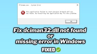 Fix dciman32dll not found or missing error in Windows 1011  2024 [upl. by Amada]