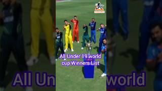 ALL UNDER 19 WORLD CUP WINNERS LIST 🏆 19882022 cricket youtubeshorts sports [upl. by Htebarual]